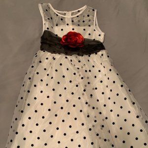 NWT GIRLS BLACK/WHITE POLKA DOT DRESS SIZE 6